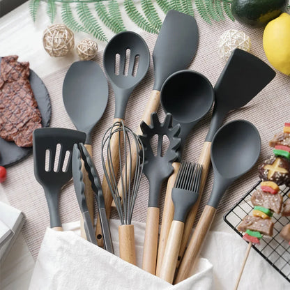 12PCS Food Grade Silicone Kitchen Cooking Utensils Set