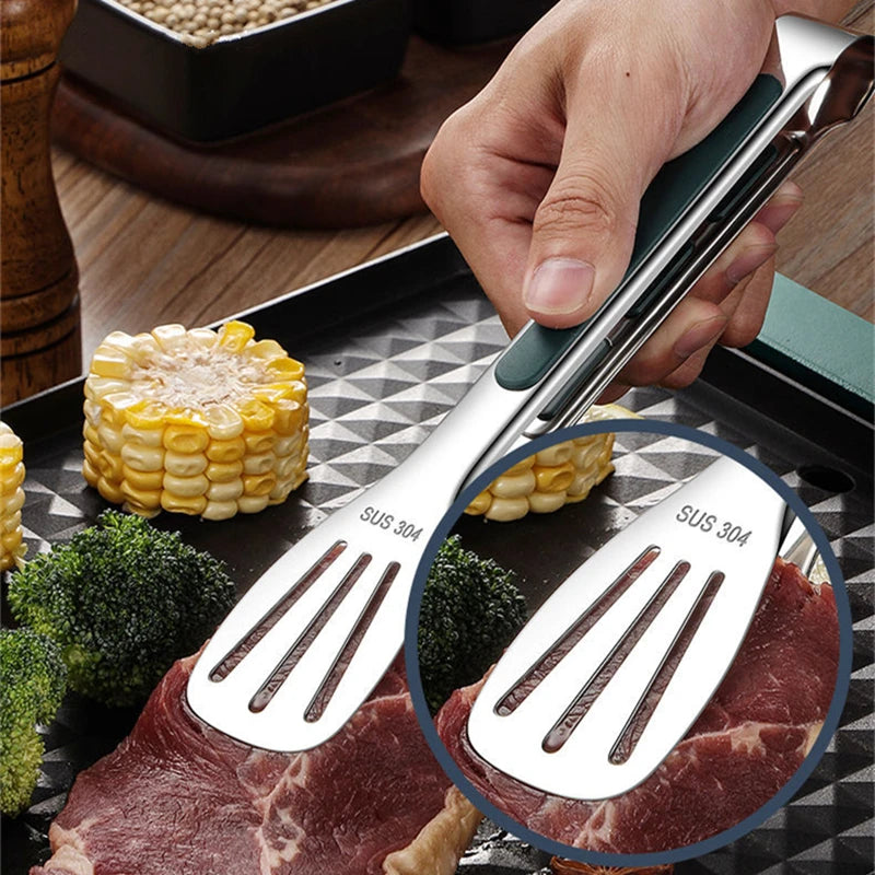 Non-Slip Stainless Steel Food Tongs