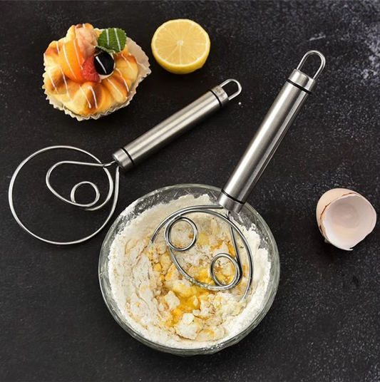 Stainless Steel Danish Dough Whisk – Heavy-Duty Flour Mixer for Bread & Baking